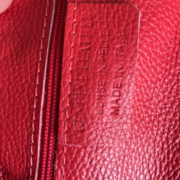 Red Italian Leather Tote - Picture 3 of 3